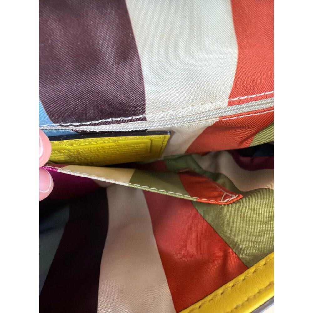 NWT Coach Yellow Leather Crossbody Bag Front Clasp Tassels Silver Hardware Purse - Picture 13 of 13